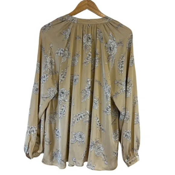 Woolworths Natural Split Mandarin Blouse Size 16 Peasant Boho Tunic Top - Picture 3 of 10